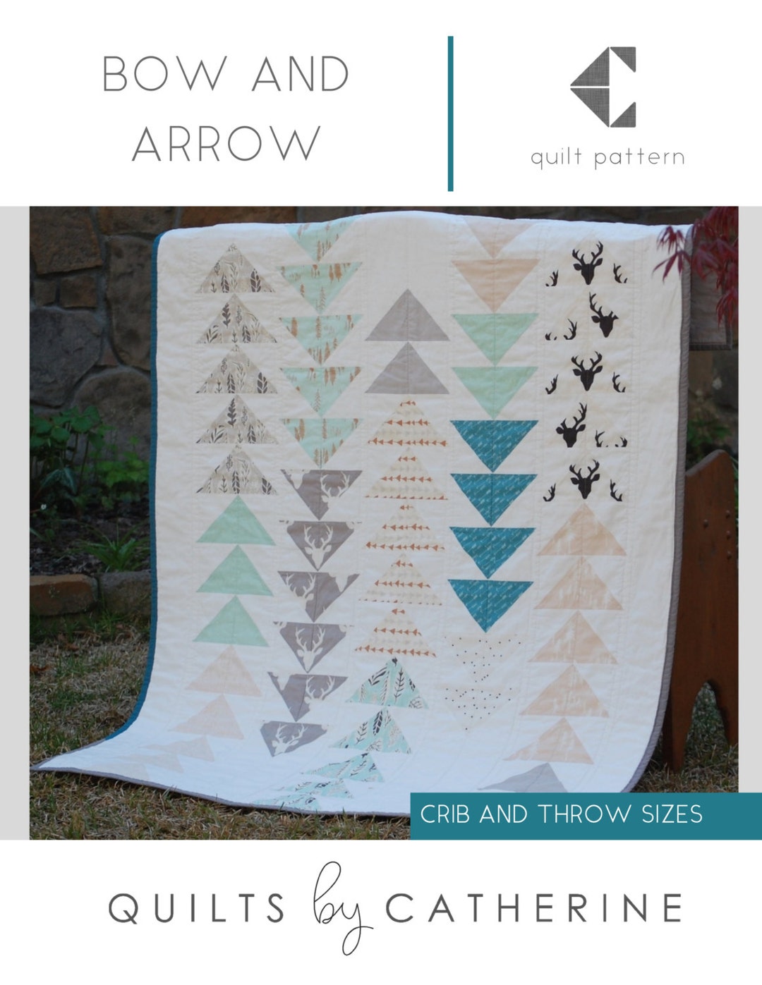 Bow and Arrow Quilt PDF Pattern in Baby, Crib, Toddler, Throw Size