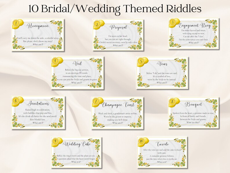 Lemon Bridal Shower Game: Printable Bridal Shower Scavenger Hunt With ...