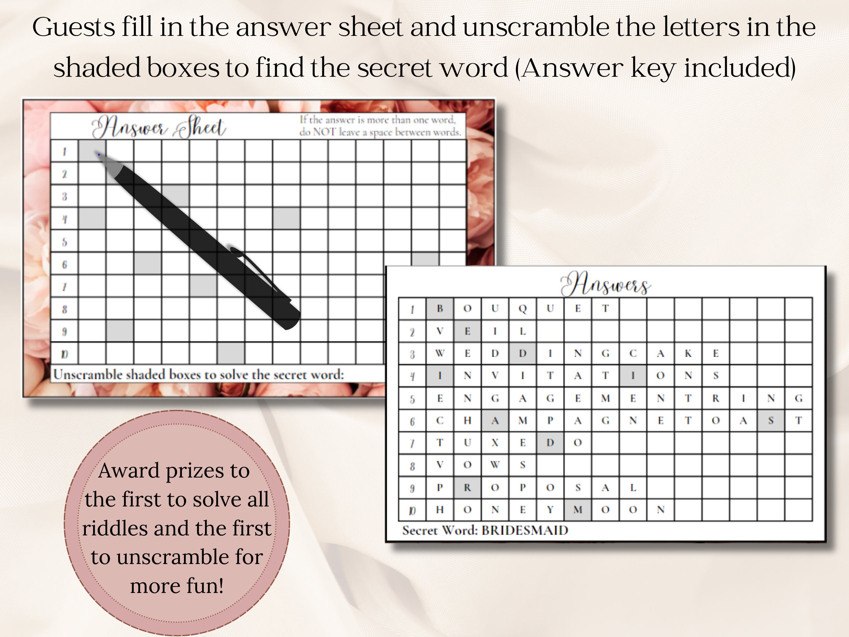 Bridal Shower Riddles Pdf Bridal Shower Game: Printable Bridal Shower Scavenger Hunt With Riddles ...