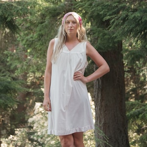 60&#39;s Vanity Fair Slip Dress | Embroidered Babydoll Lingerie Nightie | Vintage Nightgown