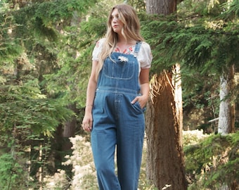 90s LL Bean Denim Overalls, Womens Small Medium Tall