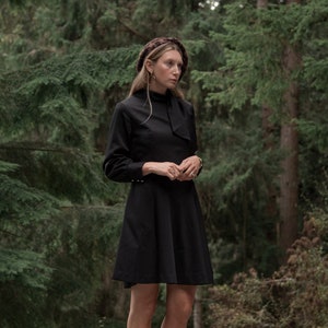 Vintage 60s Mod Dress, Long Sleeve Pussybow Black Mini Dress, Jo Lester 1960s Babydoll Dress, A Line Dropwaist Dress, Retro 60s Dress