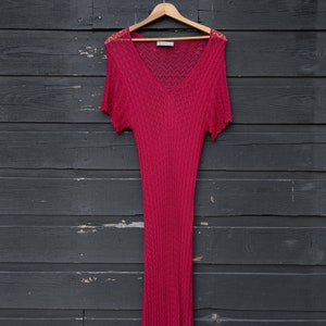 90s Scarlett Crochet Dress, Sheer Knit Midi Dress, Boho Summer Dress
