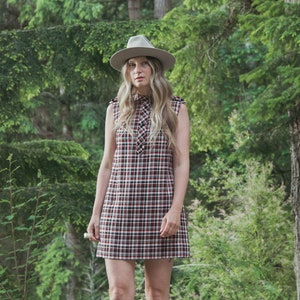 1960's Hancke Black + Red Plaid Mini Dress