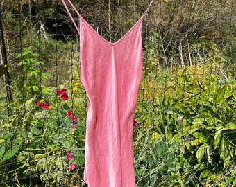 Naturally Dyed Silk Slip, Vintage Kate Bishop San Francisco Rose Pink Blush Nightie, sz xxs xs