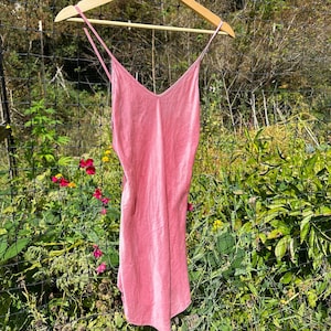 Vintage 80s Silk Slip Dress – Rose Blush Pink Hand Dyed Lingerie by Kate Bishop, Cochineal Dyed Nightgown, XXS XS