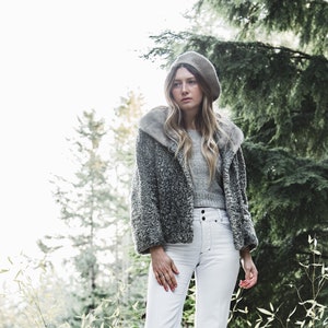 Vintage Grey Curly Fur Short Jacket Coat - Etsy