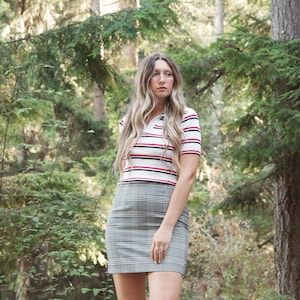 90s Daily Habit Houndstooth Mini Skirt, Size Small Medium