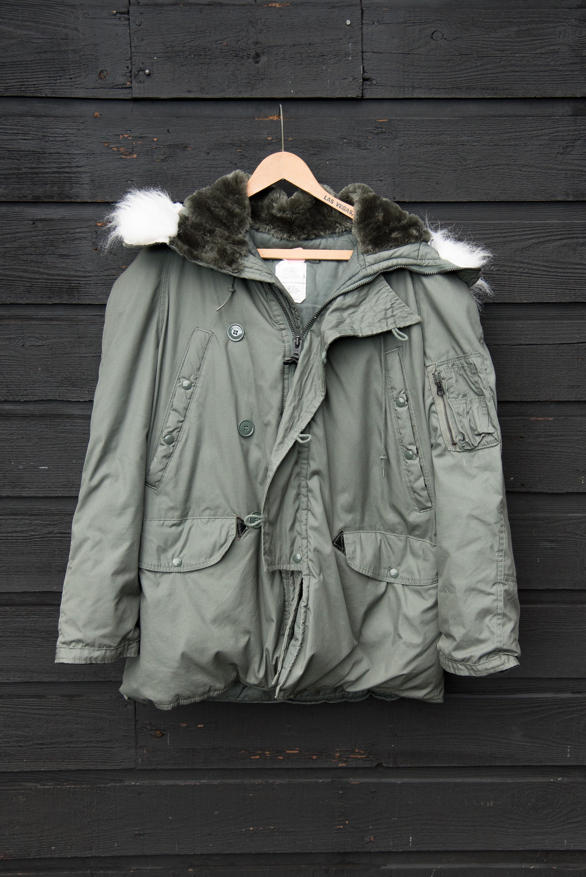 70s Vintage Parka Coat, Cold Weather Fur Hood Parka N-3B