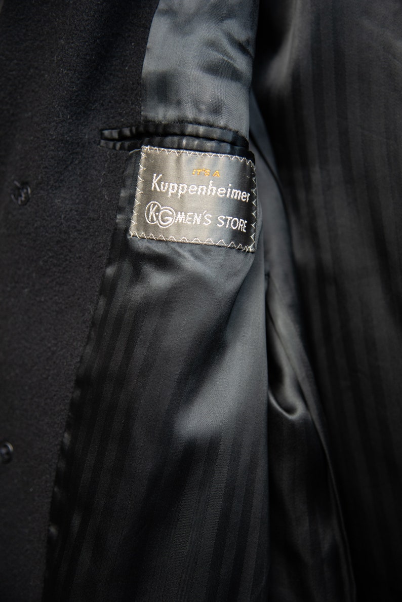 80 Vintage Cashmere Coat / Kuppenheimer Kingloom Black Cashmere Suit Jacket / Oversized Blazer image 10