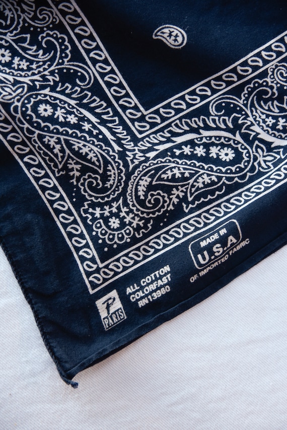 Vintage Indigo Blue Bandana | Made in USA Paisley… - image 7