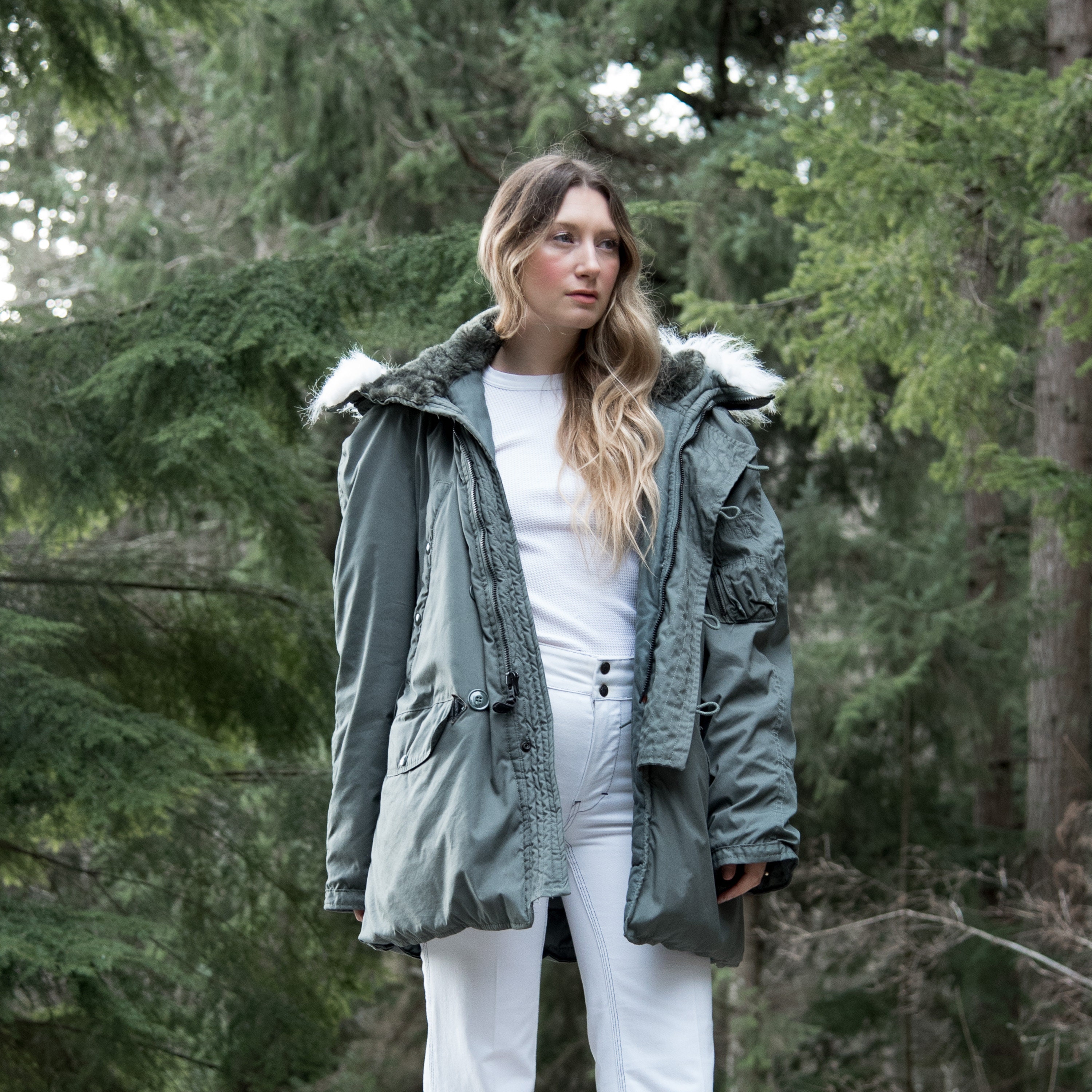 70s Vintage Parka Coat, Cold Weather Fur Hood Parka N-3B