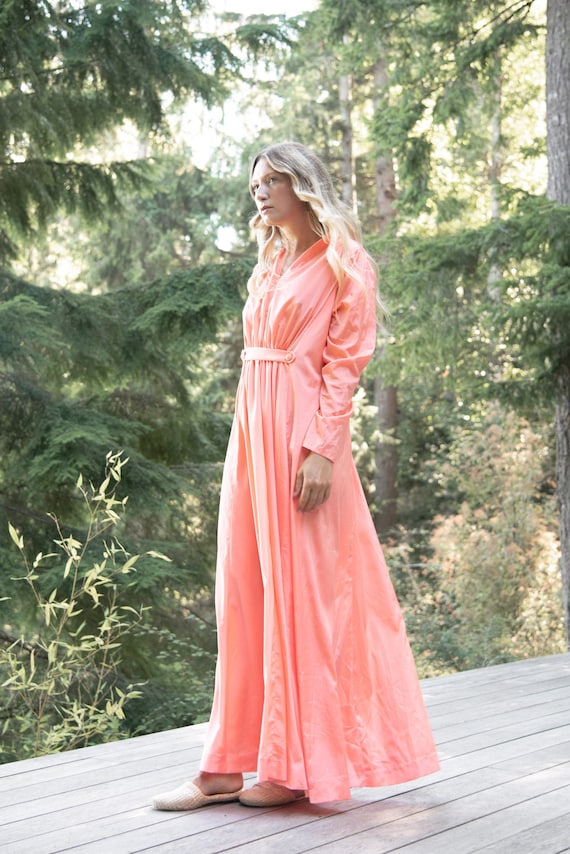 70s Vintage Peach Evening Dress | Kimono Femme Ba… - image 1