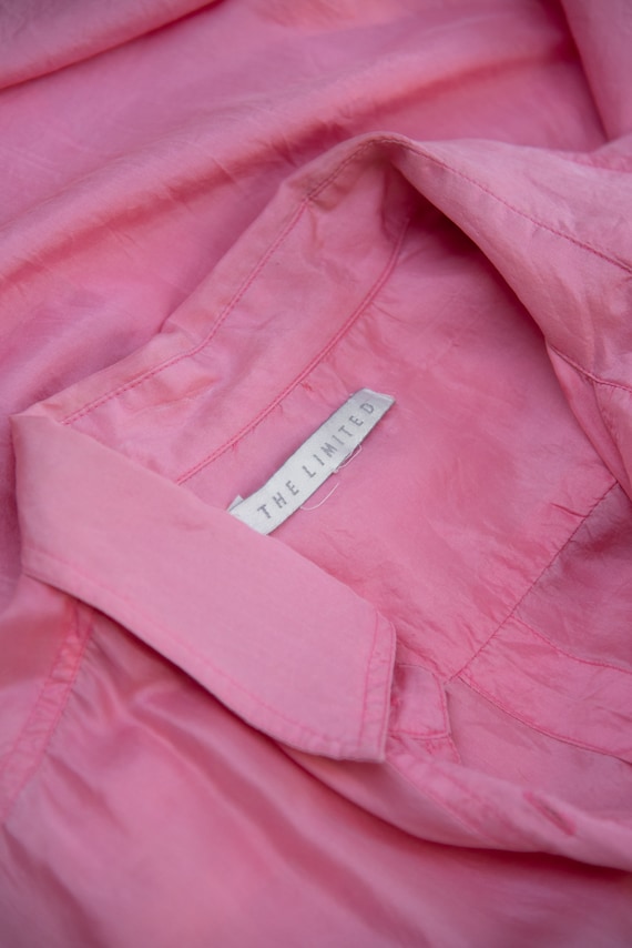 90s The Limited Bubblegum Pink Silk Shirt, Vintag… - image 9