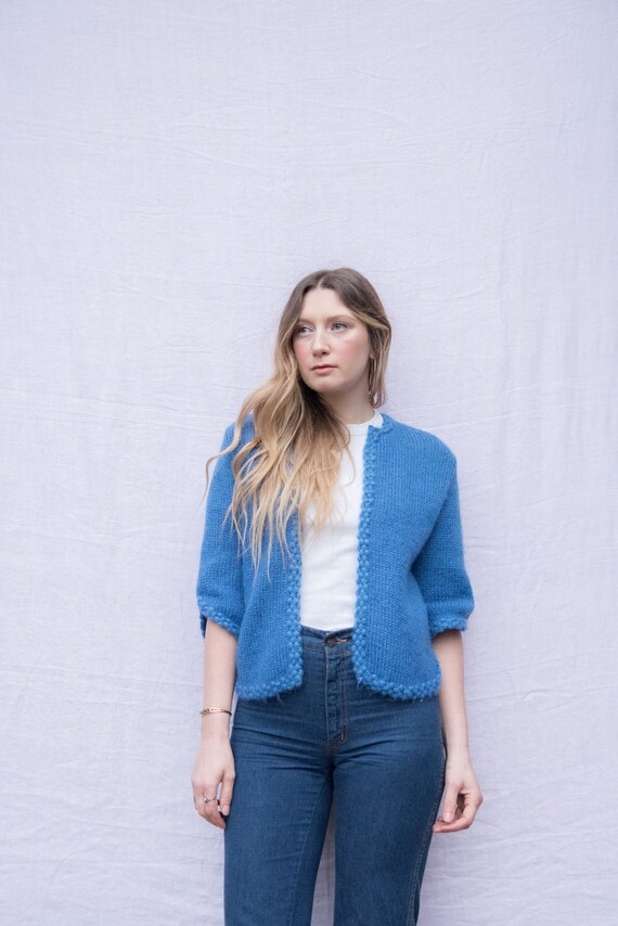 50's Blue mohair Sweater Top, Ethel Vintage Shrug