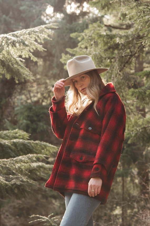 40s 50s Vintage Buffalo Plaid Mackinaw Jacket, Wo… - image 8