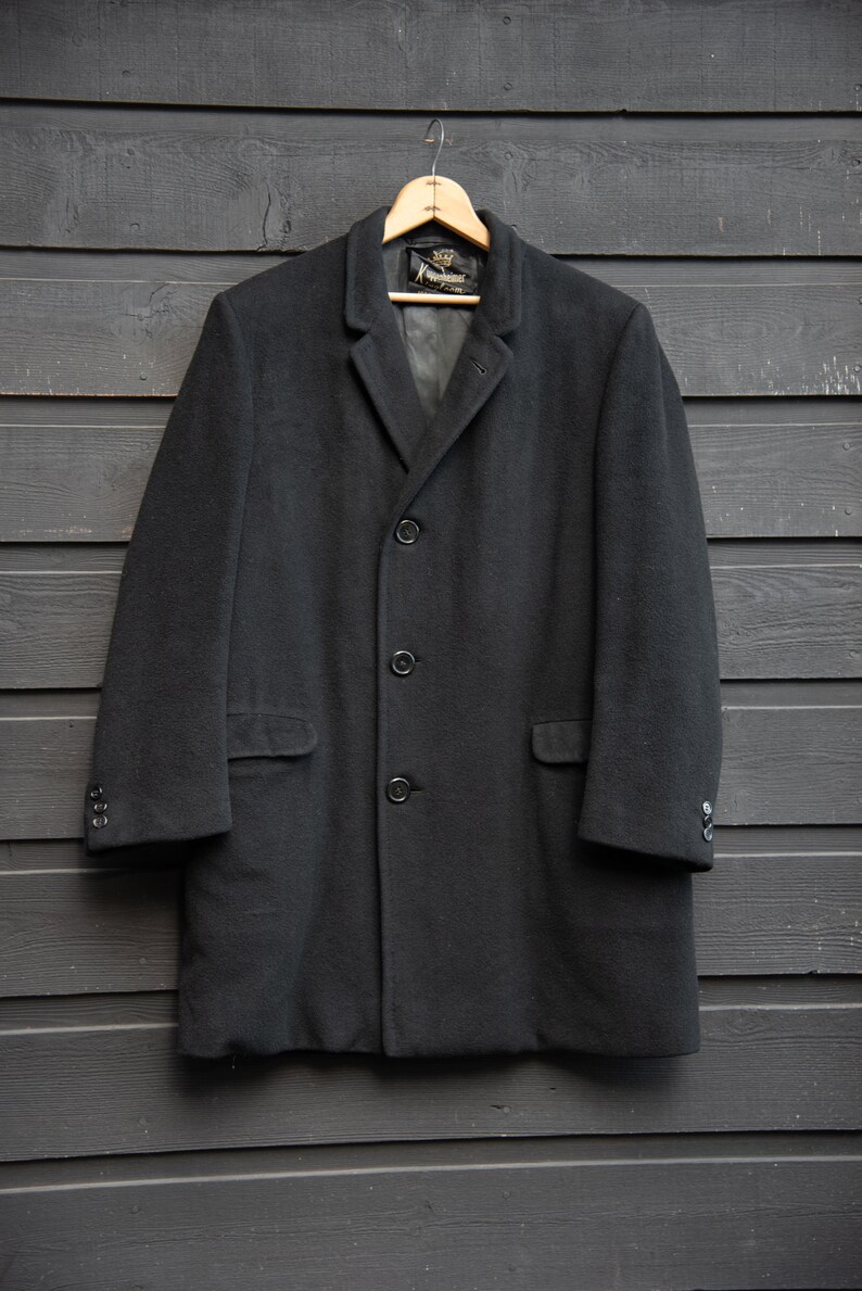 80 Vintage Cashmere Coat / Kuppenheimer Kingloom Black Cashmere Suit Jacket / Oversized Blazer image 8