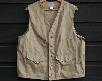 Vintage Duck Canvas Filson Vest, Tan Cotton Men's Vest, Outdoors Camping Fishing Hunting Vest, Size Large