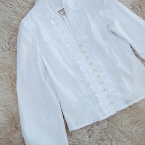 Jessica's Gunnies 70s Gunne Sax Blouse Romantic White Cotton, Lace Pearl Button Boho 1970's Victorian Blouse Bohemian Prairie Blouse image 8