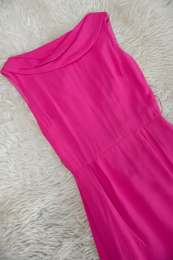 Vintage 1960s Hot Pink Silk Mini Dress - Sleeveless Mod Shift with Draped Sides, Matching Belt, Fully Lined, Size Small Vintage 1960s Hot Pink Silk Mini Dress - Sleeveless Mod Shift with Draped Sides, Matching Belt, Fully Lined, Size Small