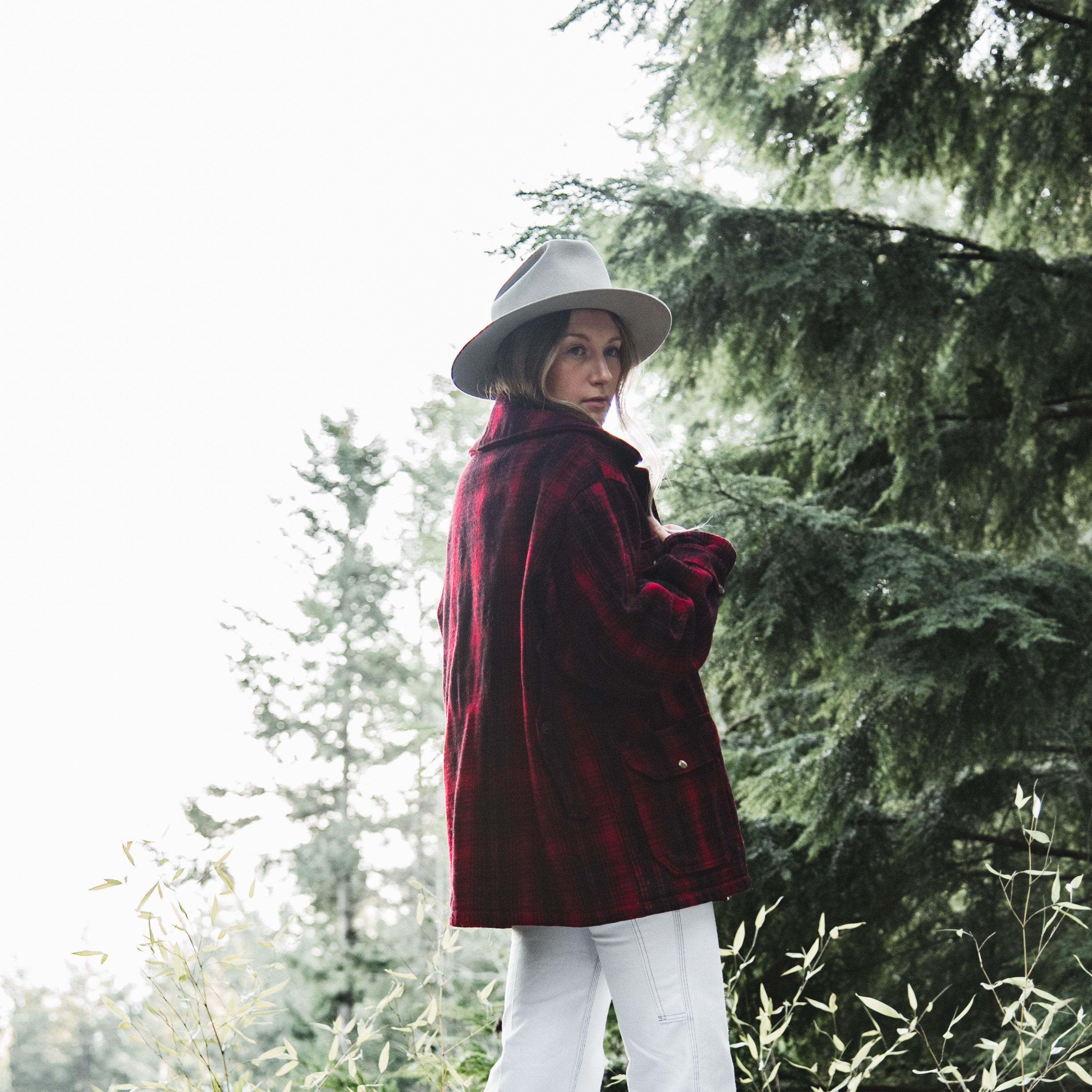 40s 50s Vintage Woolrich Coat, Red and Black Mackinaw Plaid
