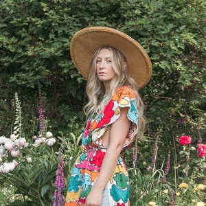 60s Embroidered Linen Tunic Dress, Psychedelic Tapestry Beach Kaftan, Boho Poncho Femme, Abstract Rainbow Mexican Dress, Birds Flowers