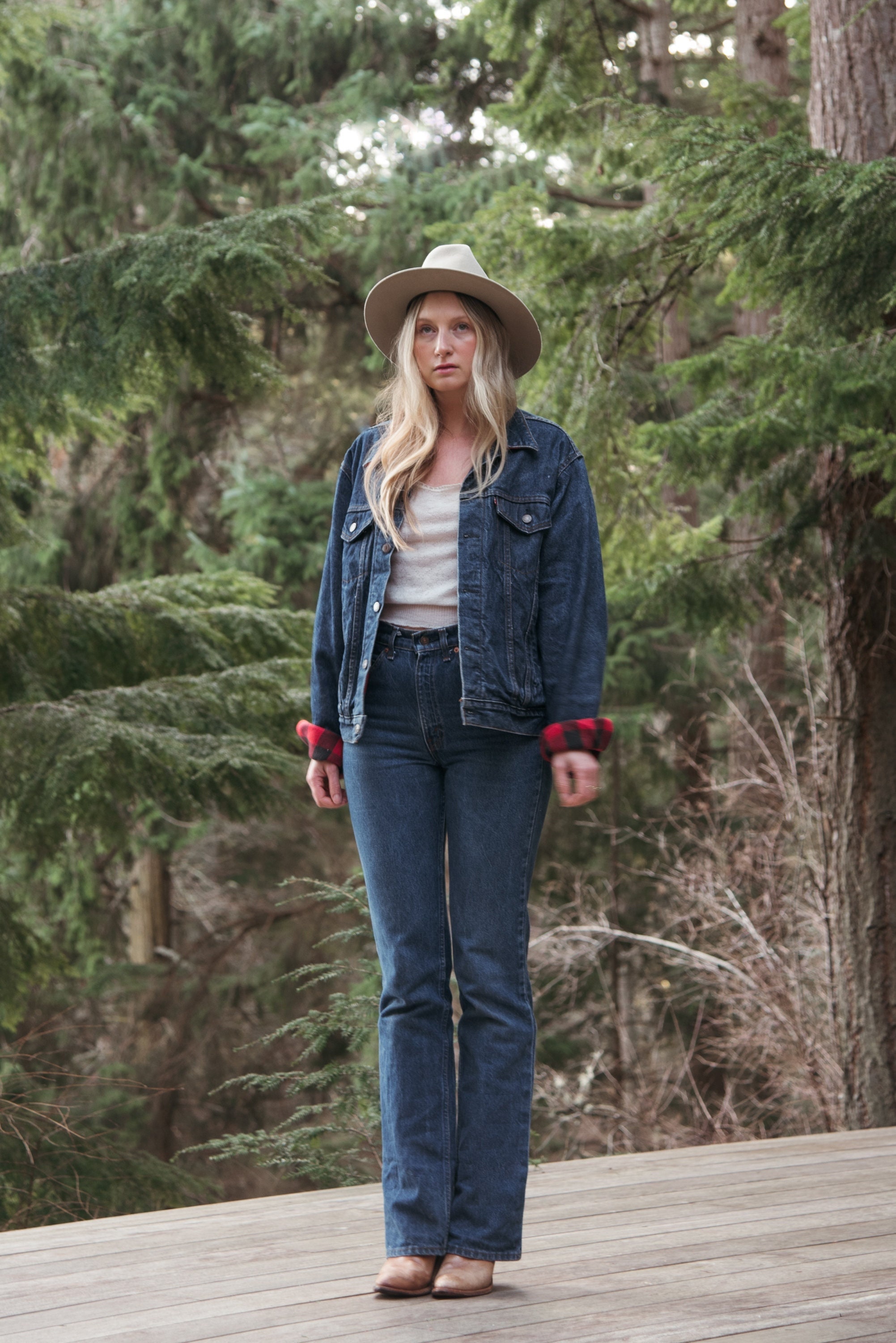 Vintage Levis Denim Jacket, Red Black Blanket Lined Denim Jacket