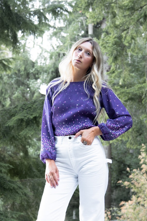 70s Blouse | Boho Hippie Long Sleeve Vintage Shir