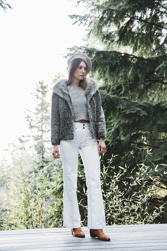 1950's Fur Coat Grey Curly Persian Lamb MARITIME Vintage Cropped