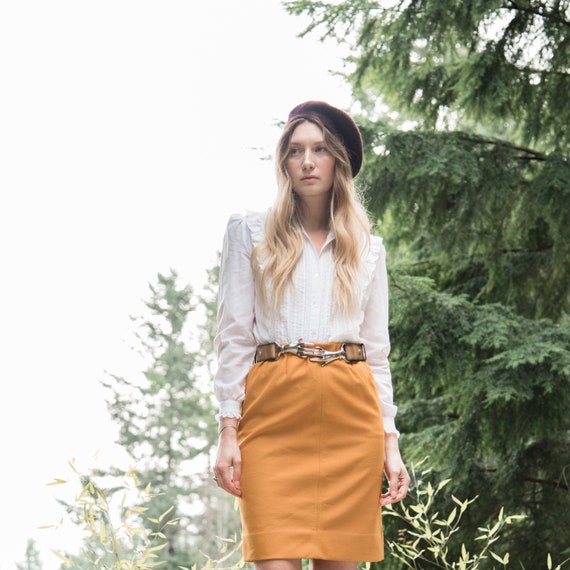 1960's Saffron High Waist Skirt, Boho 60s Mod Ski… - image 3