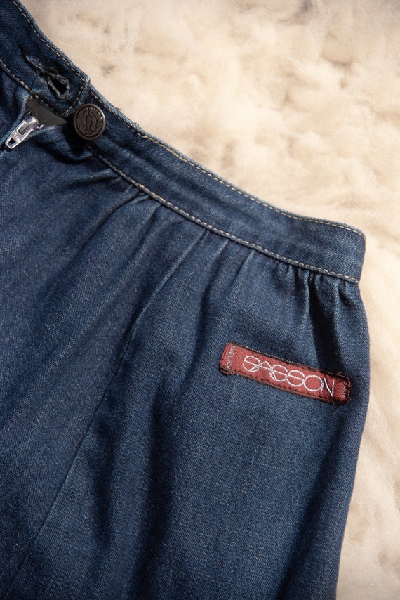 70's Sasson Denim Skirt / Indigo High Waisted Wes… - image 10