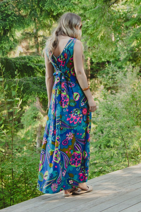 RESERVED 60s Psychedelic Day Glow Hawaiian Maxi D… - image 7