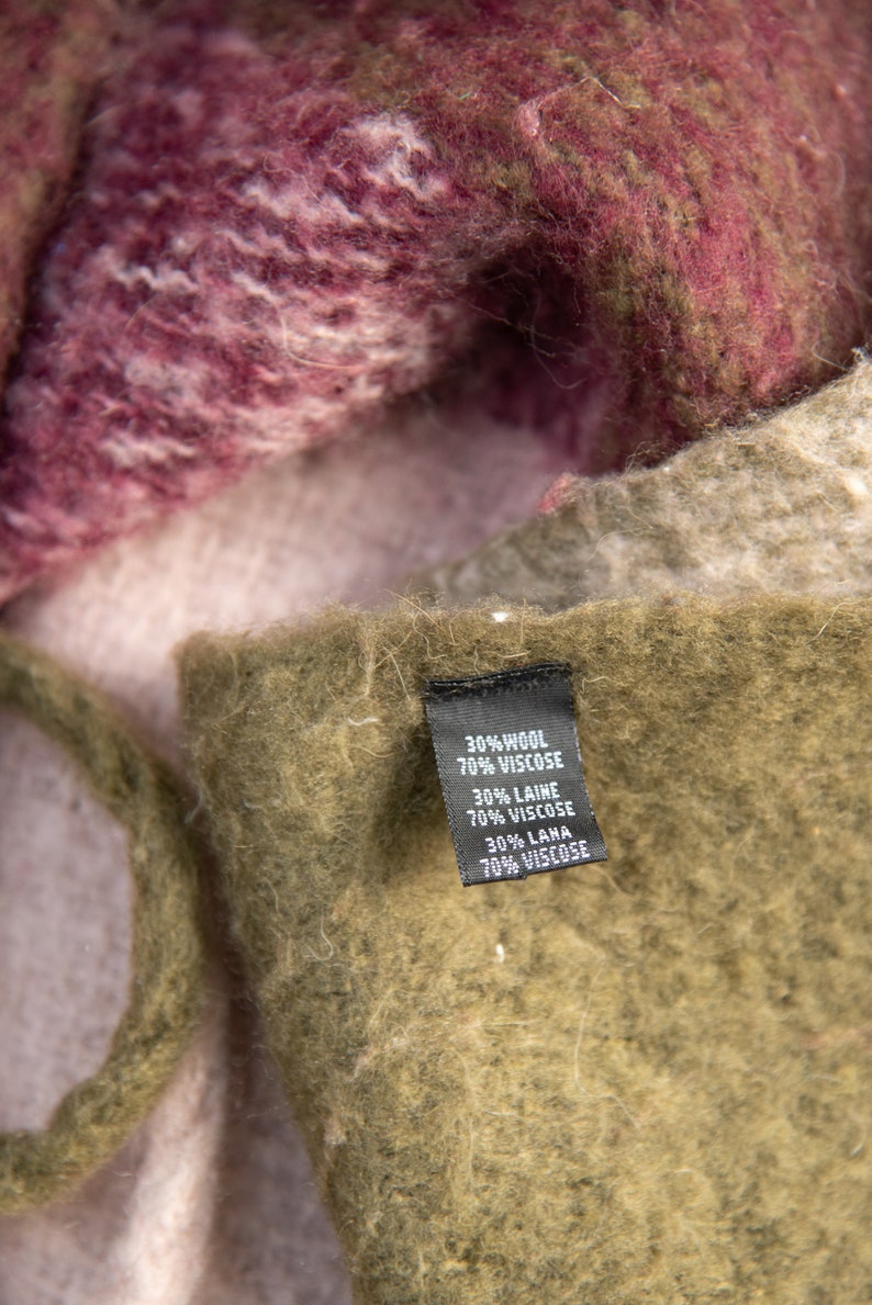 Oversized Plaid Wool Scarf, Long Fringed Shawl Wrap, Purple and Green Blanket Scarf image 9