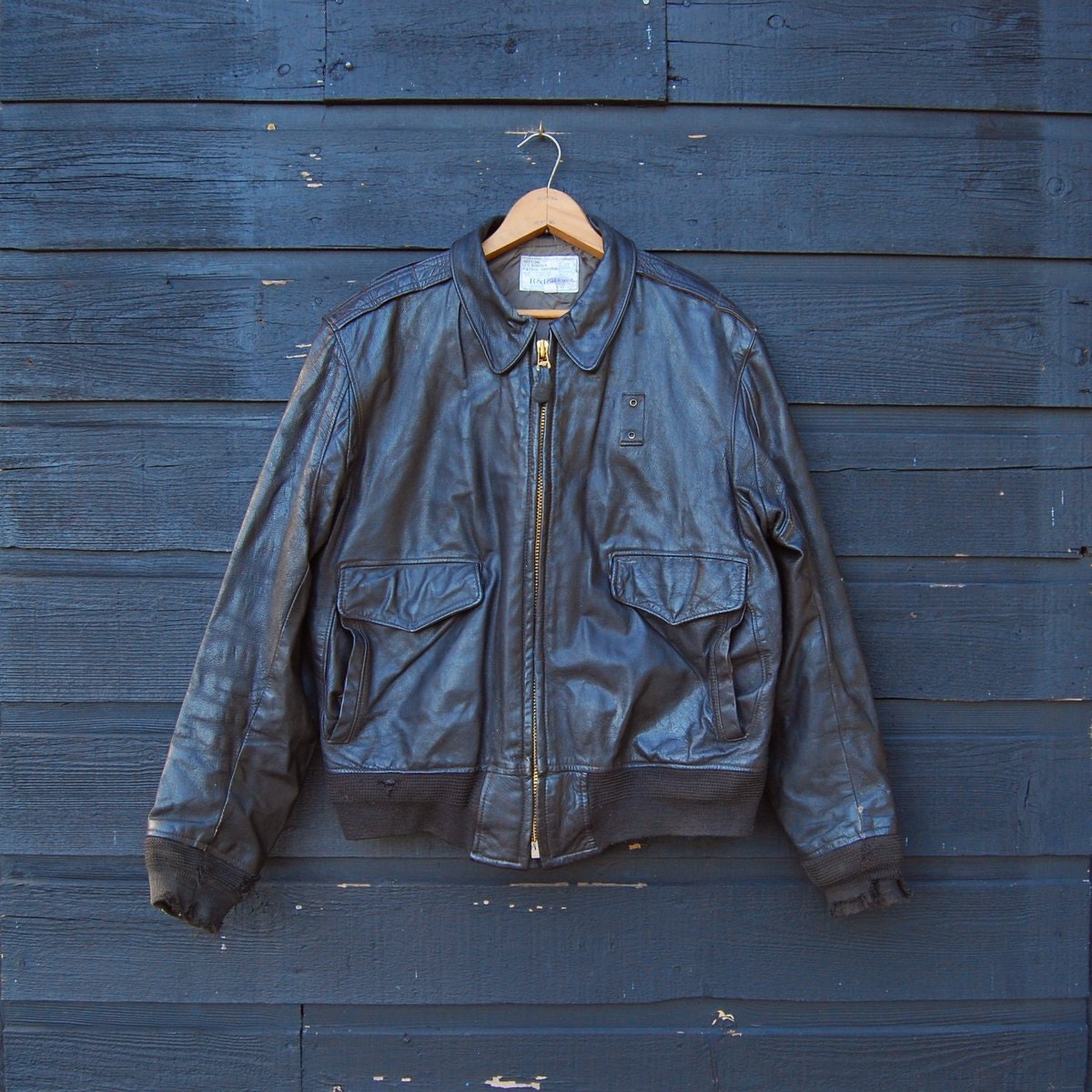 Leather Bomber Jacket 42 Mens Brown Goatskin Leather US