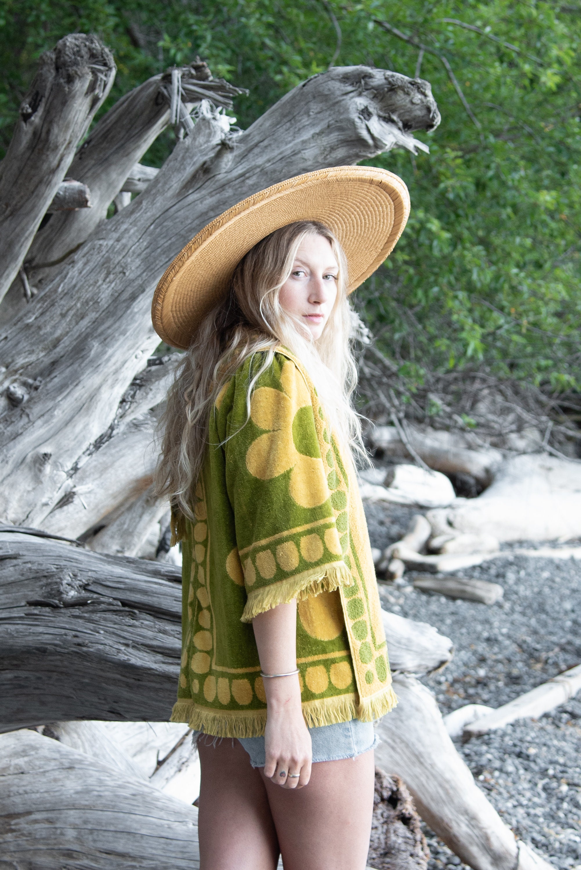 70s Psychedelic Floral Towel Jacket / Vintage Green Terry Etsy