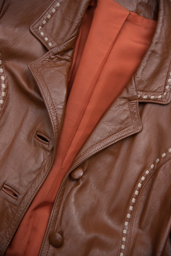 70's Whip Stitched Leather Jacket | Buttery Soft … - image 8