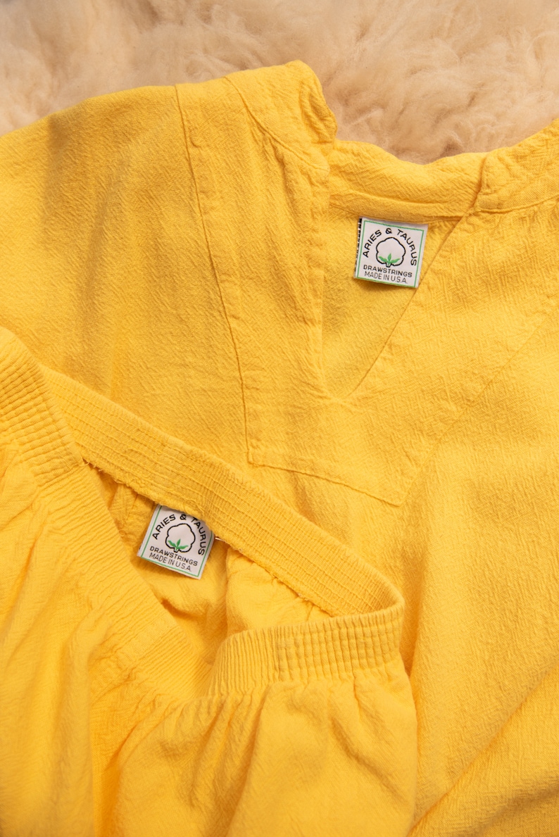 90's Yellow Two Piece lounge Set, Marigold Batwing Drawstring top and Capri Pants image 10