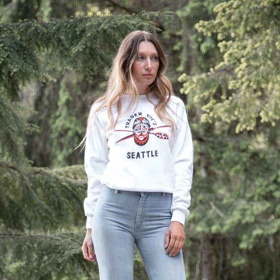 Trader Vic's Seattle Sweatshirt, Hawaiian Tiki Whi