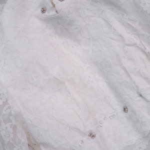 60's Long Sleeve Wedding Dress, XS Small Ivory Lace Boho Wedding Dress, Victorian Wedding Dress, Beaded White Maxi Dress image 6