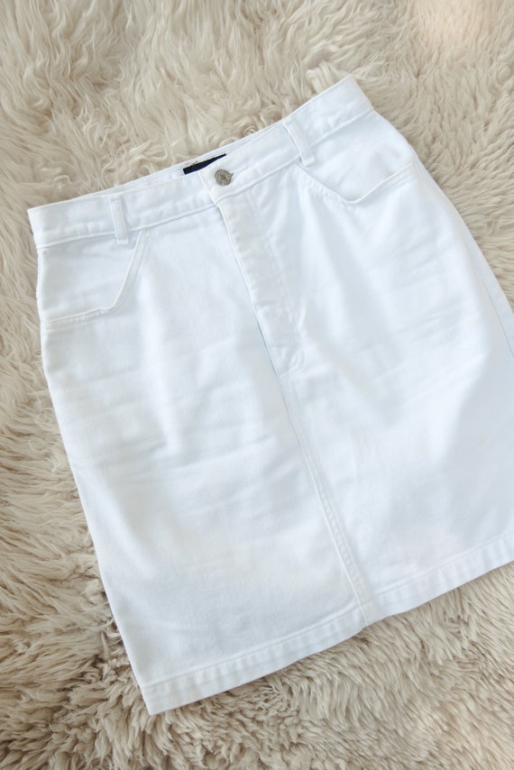 90's GAP High Waisted White Denim Mini Skirt, 27 … - image 9