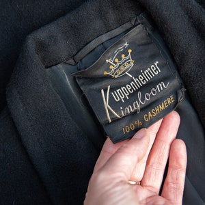 80 Vintage Cashmere Coat / Kuppenheimer Kingloom Black Cashmere Suit Jacket / Oversized Blazer image 9