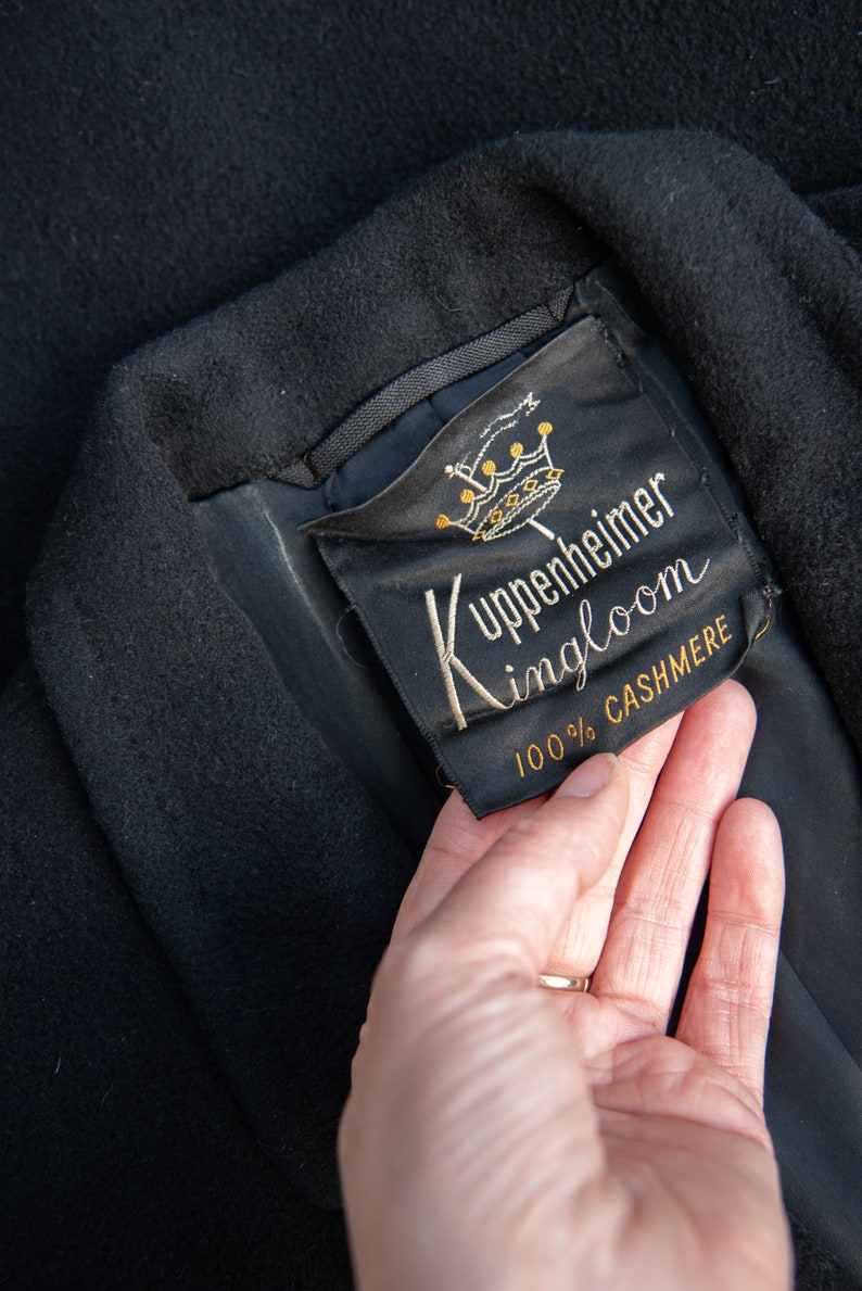 80 Vintage Cashmere Coat / Kuppenheimer Kingloom Black Cashmere Suit Jacket / Oversized Blazer image 9