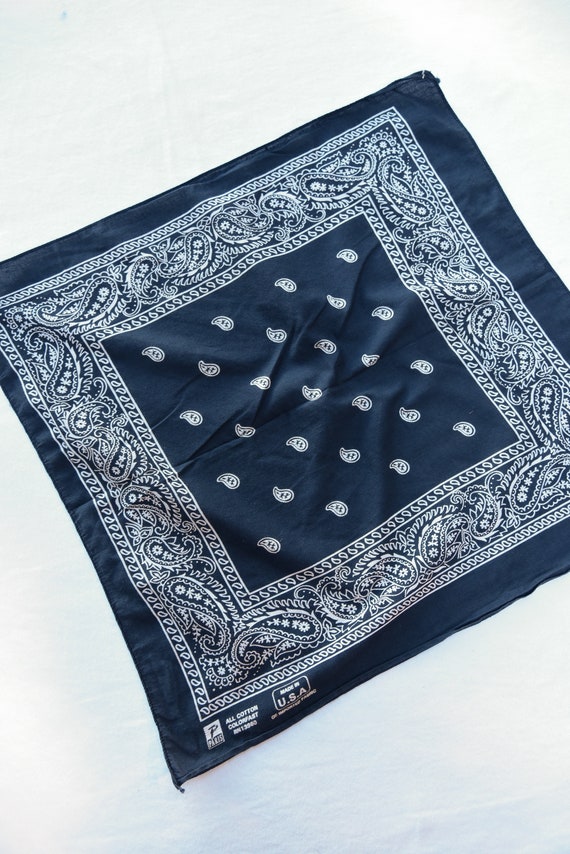 Vintage Indigo Blue Bandana | Made in USA Paisley… - image 6