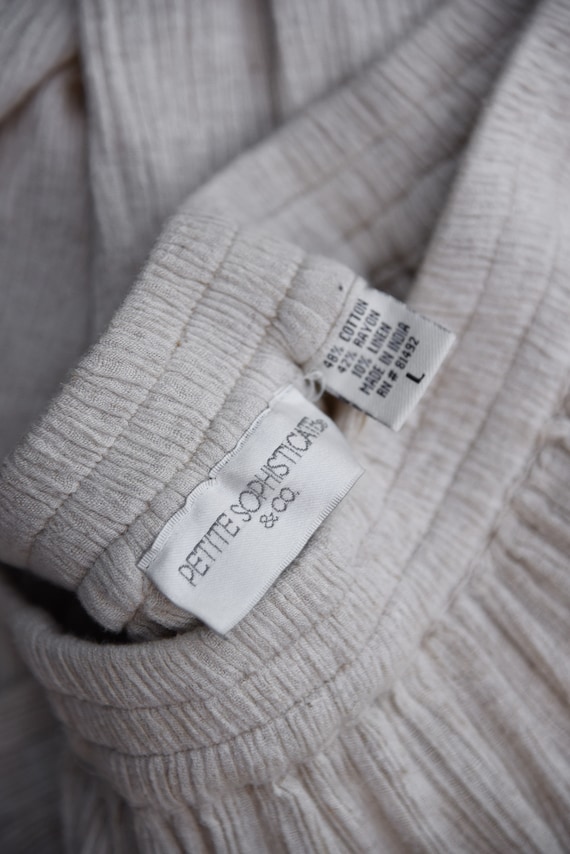 90s Linen Skirt | Oatmeal Cotton Gauze Indian Ski… - image 9
