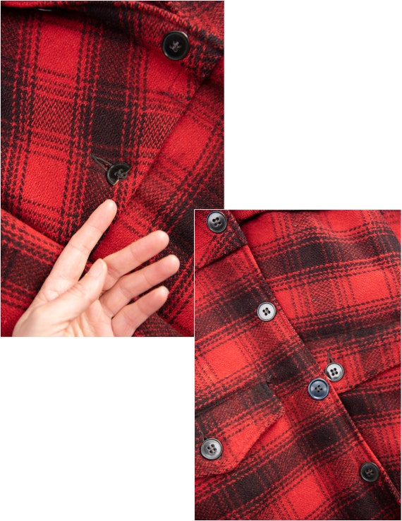 40s 50s Vintage Buffalo Plaid Mackinaw Jacket, Work Chore
