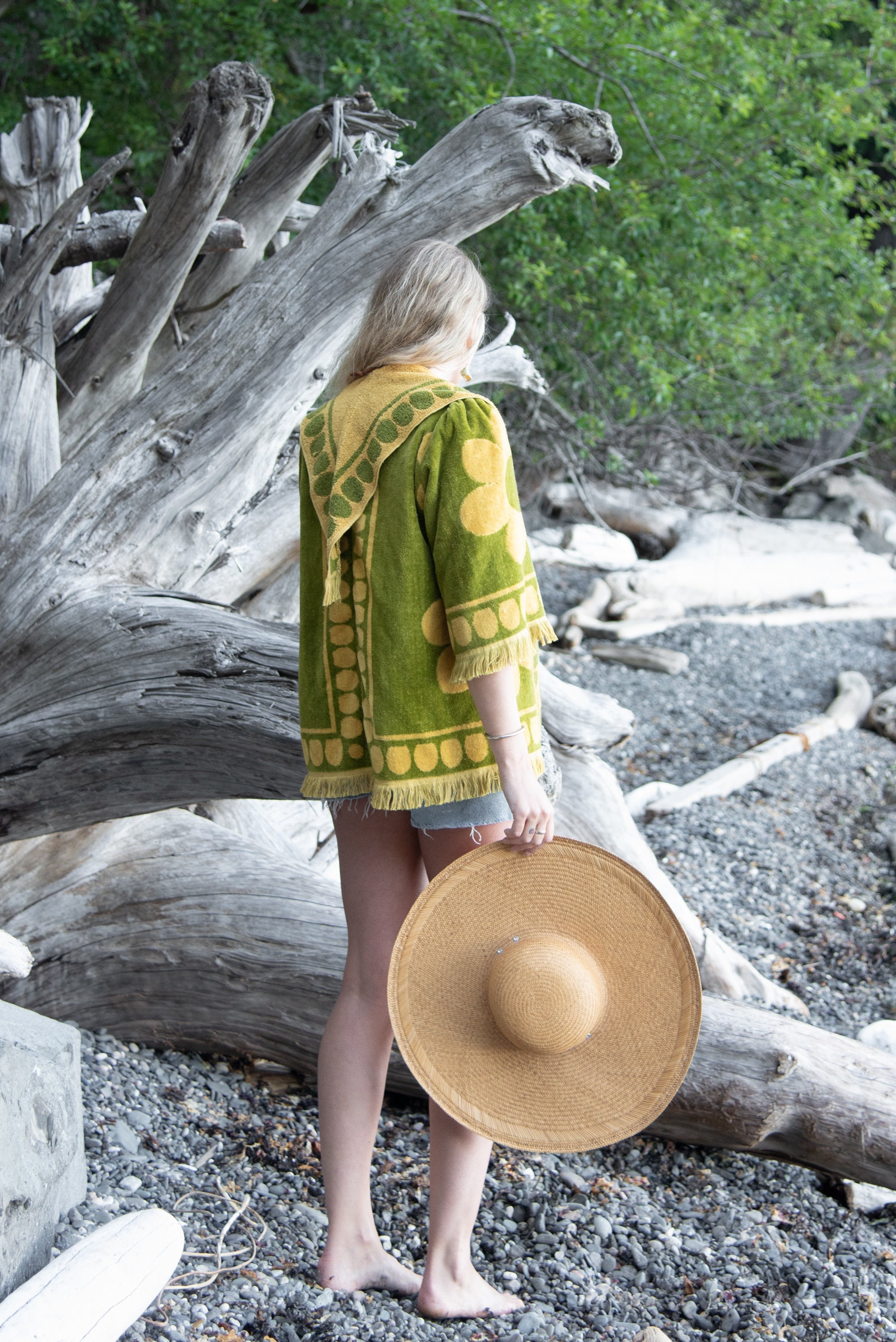 70s Psychedelic Floral Towel Jacket / Vintage Green Terry Etsy