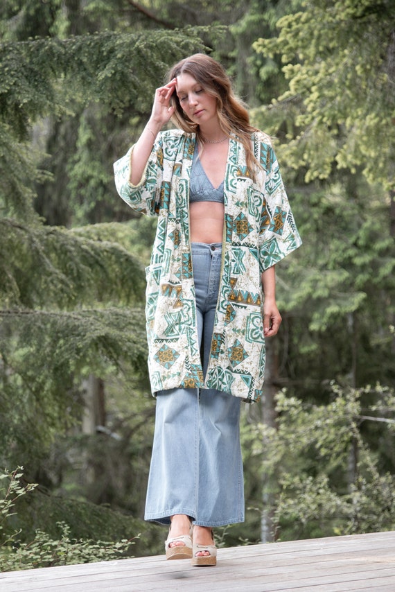 60's Vintage Robe | Cotton TIKI Hawaiian Terry Clo