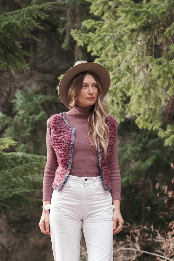 70's Cropped Sweater Vest | Vintage Hand Knit Wool
