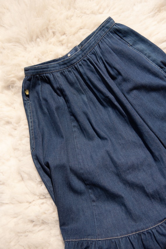 70's Sasson Denim Skirt / Indigo High Waisted Wes… - image 8