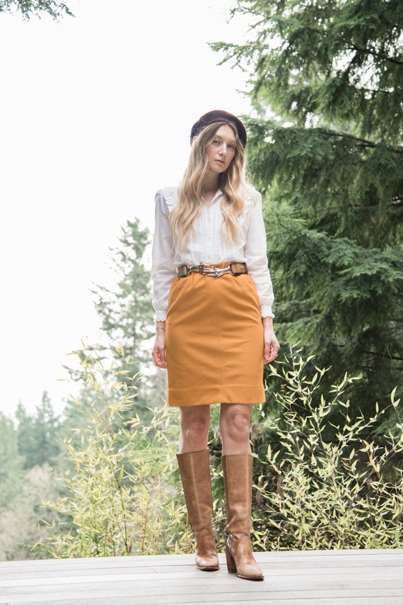 1960's Saffron High Waist Skirt, Boho 60s Mod Ski… - image 2